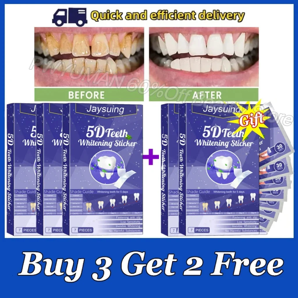 5D Teeth Whitening Strips Gel Remove Plaque Stains Cleaning Oral Hygiene Bleaching Dental Tools Fresh Breath Brighten Tooth Care