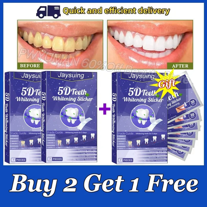 5D Teeth Whitening Strips Gel Remove Plaque Stains Cleaning Oral Hygiene Bleaching Dental Tools Fresh Breath Brighten Tooth Care