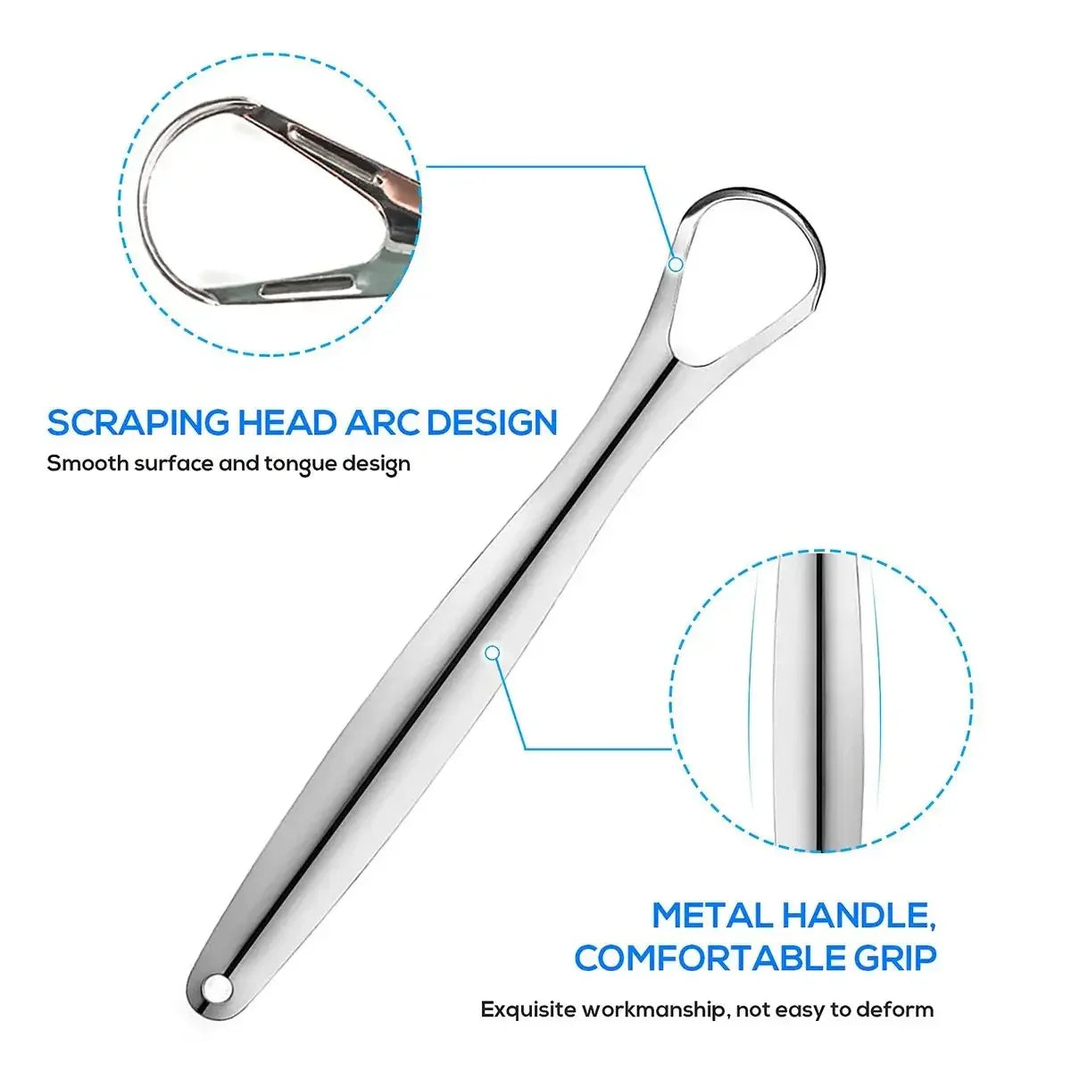 1Pcs/2Pcs/3Pcs Metal Tongue Scraper Cleaner for Adults & Kids, Portable Stainless Steel Tongue Scrapers Brushes for Removing