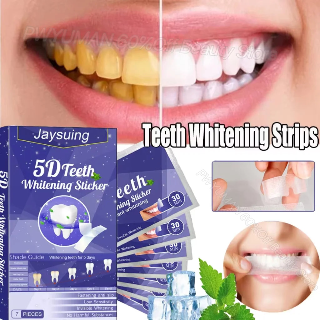 5D Teeth Whitening Strips Gel Remove Plaque Stains Cleaning Oral Hygiene Bleaching Dental Tools Fresh Breath Brighten Tooth Care